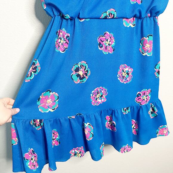 Lilly Pulitzer Sleeveless Blue Pink Floral Blouson Dress Women’s Size Large‎ - Picture 3 of 11